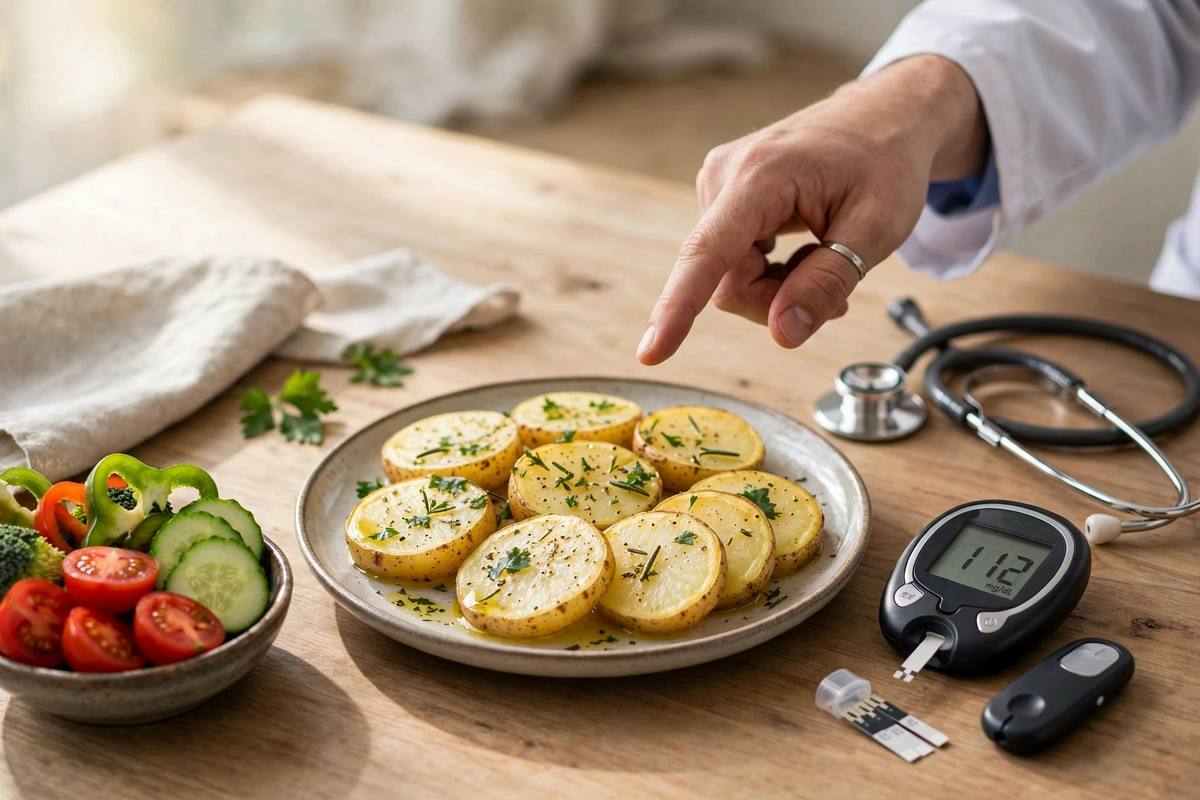 Can diabetics eat potatoes? Doctor says stop making this mistake: a plate of baked potato with grilled chicken and broccoli